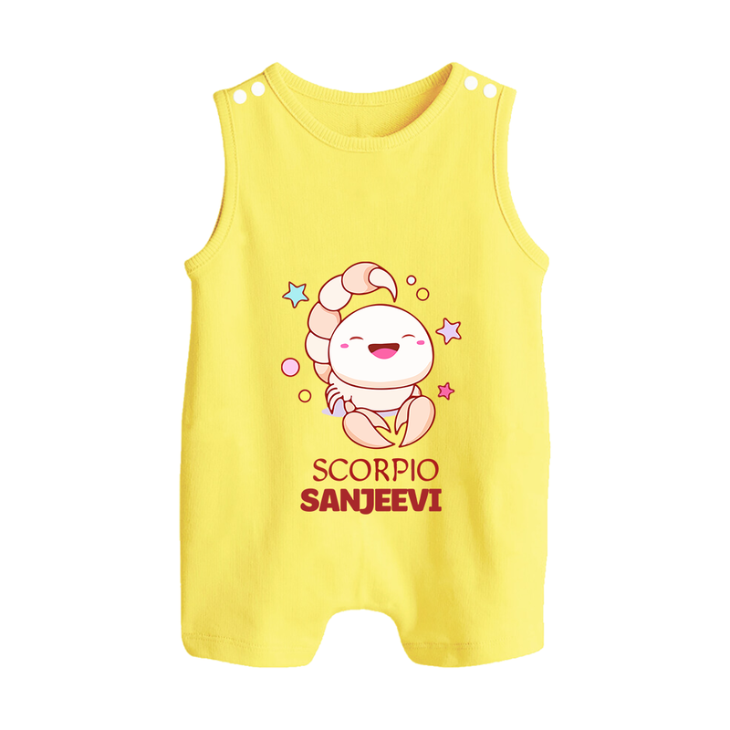 Scorpio Baby Romper Suit / Sleeveless Romper | Personalized Romper Suit / Sleeveless Romper for Your Scorpio Baby - PASTEL YELLOW - 0 - 5 Months Old (Chest 18")