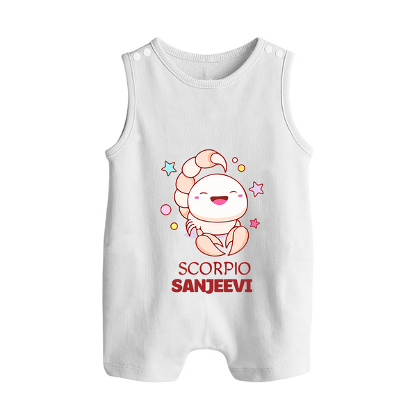 Scorpio Baby Romper Suit / Sleeveless Romper | Personalized Romper Suit / Sleeveless Romper for Your Scorpio Baby - WHITE - 0 - 5 Months Old (Chest 18")