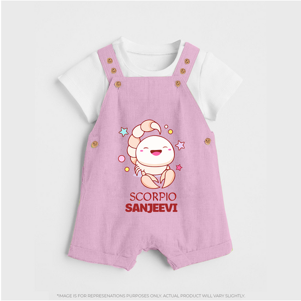 Scorpio Baby Dungaree Set | Personalized Dungaree Set for Your Scorpio Baby - BABY PINK - 0 - 5 Months Old (Chest 18")