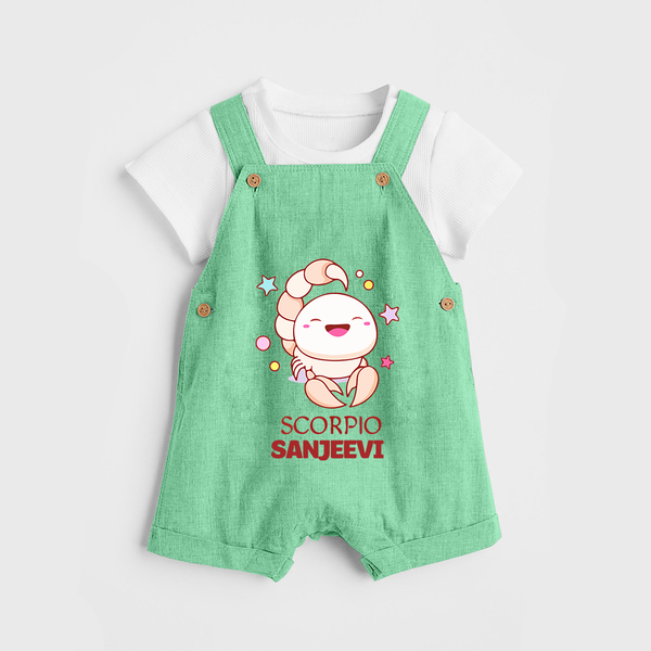 Scorpio Baby Dungaree Set | Personalized Dungaree Set for Your Scorpio Baby - GREEN - 0 - 5 Months Old (Chest 18")
