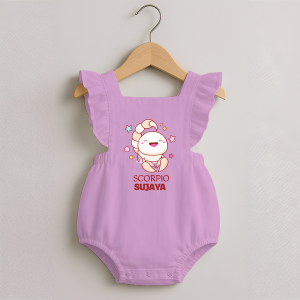 Scorpio Baby Romper Frock | Personalized Romper Frock for Your Scorpio Baby - BABY PINK - 0 - 3 Months Old (Chest 19")