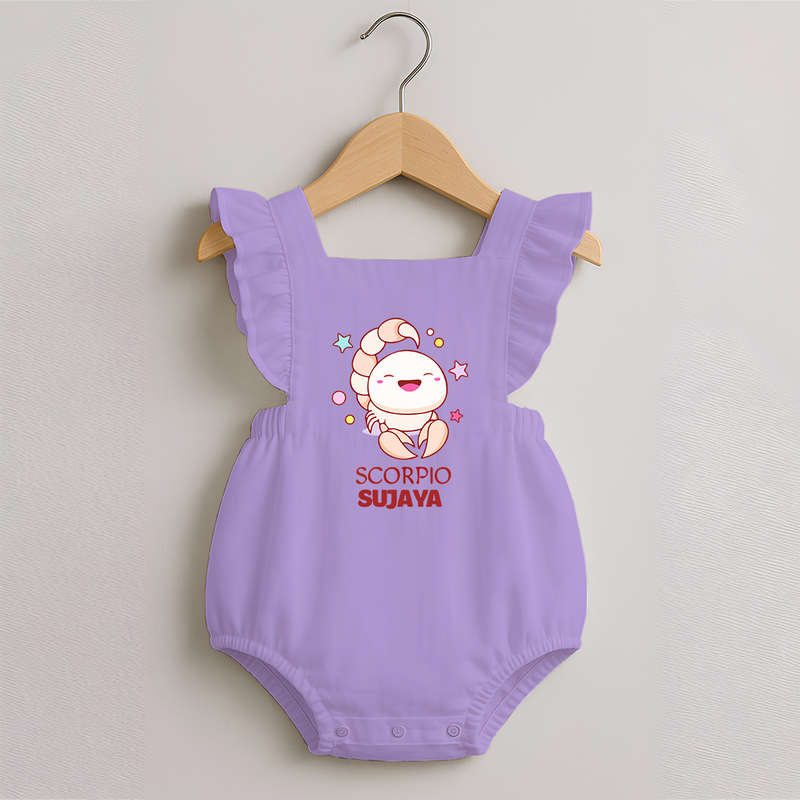 Scorpio Baby Romper Frock | Personalized Romper Frock for Your Scorpio Baby - LILAC - 0 - 3 Months Old (Chest 19")