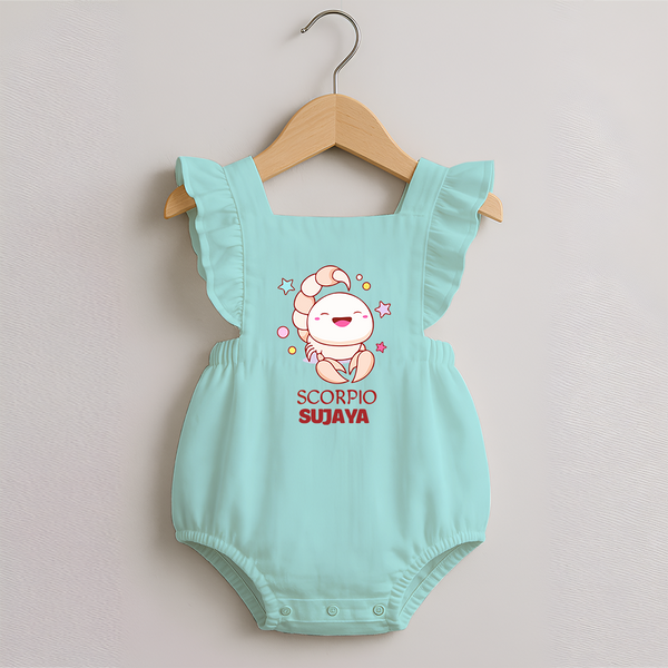 Scorpio Baby Romper Frock | Personalized Romper Frock for Your Scorpio Baby - MINT GREEN - 0 - 3 Months Old (Chest 19")