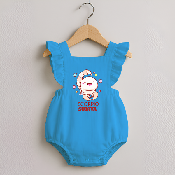 Scorpio Baby Romper Frock | Personalized Romper Frock for Your Scorpio Baby - SKY BLUE - 0 - 3 Months Old (Chest 19")