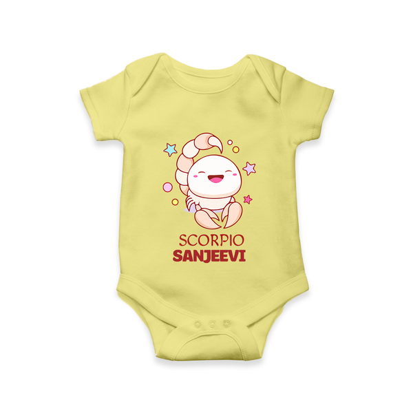 Scorpio Baby Romper / Onesie | Personalized Romper / Onesie for Your Scorpio Baby - PASTEL YELLOW - New Born (Chest 14")