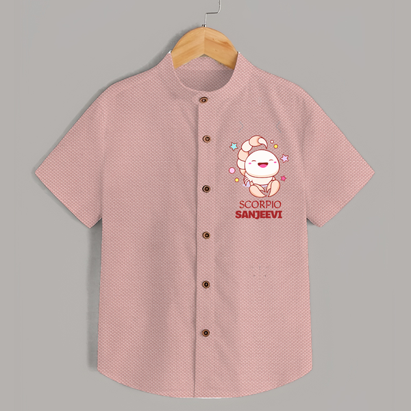 Scorpio Baby Shirt | Personalized Shirt for Your Scorpio Baby - PEACH - 0 - 6 Months Old (Chest 23")