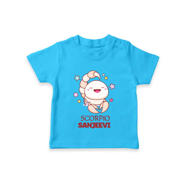 Scorpio Baby T-Shirt | Personalized T-Shirt for Your Scorpio Baby - SKY BLUE - 0-5 Months Old (Chest 17")