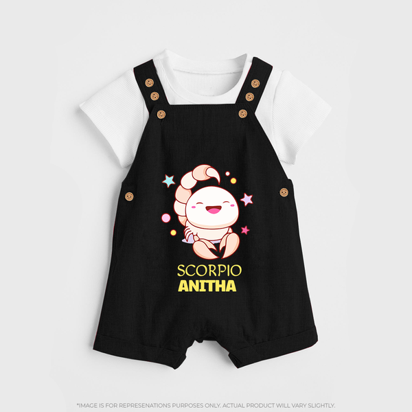 Scorpio Baby Dungaree Set | Personalized Dungaree Set for Your Scorpio Baby - BLACK - 0 - 5 Months Old (Chest 18")