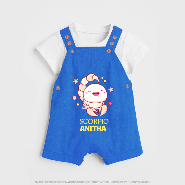 Scorpio Baby Dungaree Set | Personalized Dungaree Set for Your Scorpio Baby - COBALT BLUE - 0 - 5 Months Old (Chest 18")
