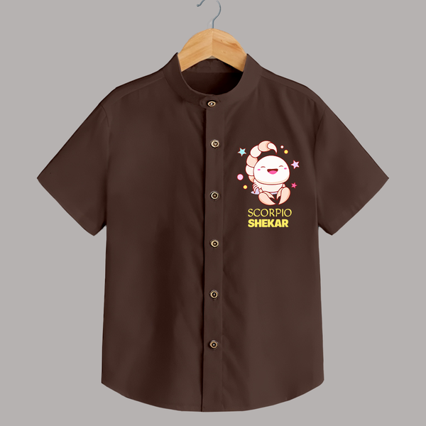 Scorpio Baby Shirt | Personalized Shirt for Your Scorpio Baby - CHOCOLATE BROWN - 0 - 6 Months Old (Chest 23")