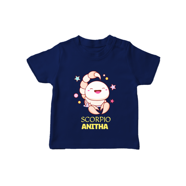 Scorpio Baby T-Shirt | Personalized T-Shirt for Your Scorpio Baby - NAVY BLUE - 0-5 Months Old (Chest 17")
