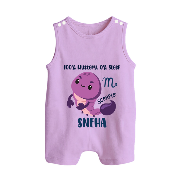 100% Mystery. 0% Sleep Scorpio Romper Suit / Sleeveless Romper | Custom Scorpio Romper Suit / Sleeveless Romper for Your Mysterious Baby - LILAC - 0 - 5 Months Old (Chest 18")