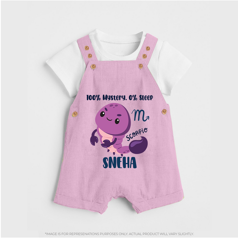 100% Mystery. 0% Sleep Scorpio Dungaree Set | Custom Scorpio Dungaree Set for Your Mysterious Baby - BABY PINK - 0 - 5 Months Old (Chest 18")
