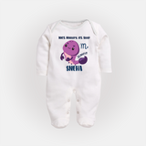 100% Mystery. 0% Sleep Scorpio Sleepsuit / Full Sleeve Bodysuit | Custom Scorpio Sleepsuit / Full Sleeve Bodysuit for Your Mysterious Baby - WHITE - New Born (Chest 7.5")