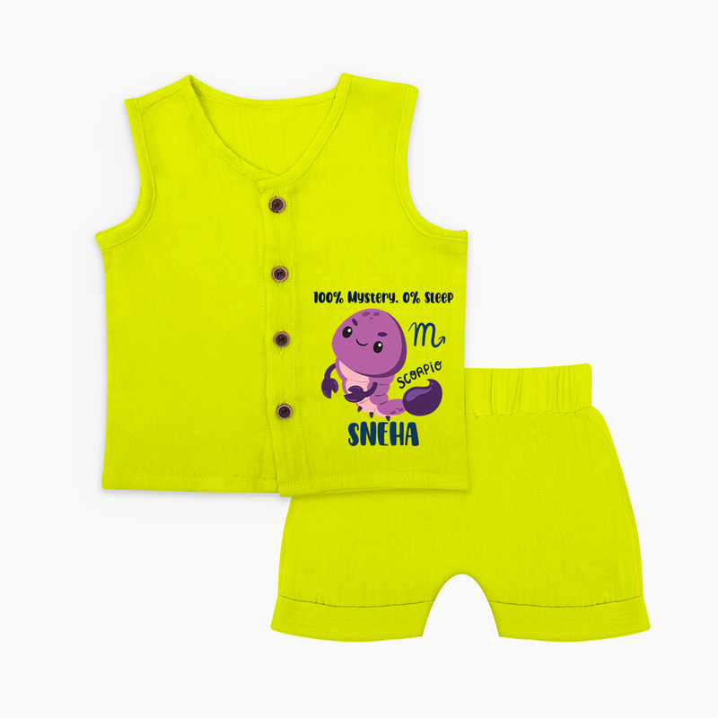 100% Mystery. 0% Sleep Scorpio Jabla Set | Custom Scorpio Jabla Set for Your Mysterious Baby - LIME GREEN - 0 - 3 Months Old (Chest 9.8")