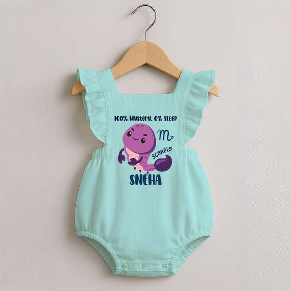 100% Mystery. 0% Sleep Scorpio Romper Frock | Custom Scorpio Romper Frock for Your Mysterious Baby - MINT GREEN - 0 - 3 Months Old (Chest 19")