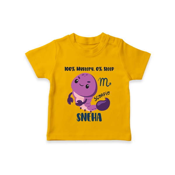 100% Mystery. 0% Sleep Scorpio T-Shirt | Custom Scorpio T-Shirt for Your Mysterious Baby - CHROME YELLOW - 0-5 Months Old (Chest 17")