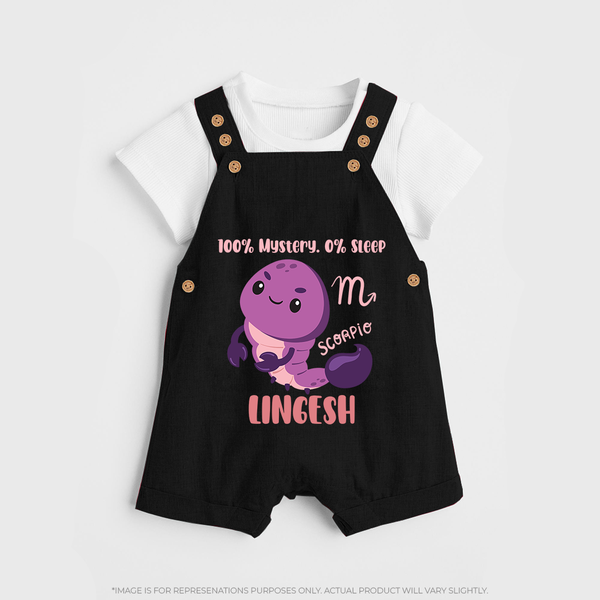 100% Mystery. 0% Sleep Scorpio Dungaree Set | Custom Scorpio Dungaree Set for Your Mysterious Baby - BLACK - 0 - 5 Months Old (Chest 18")