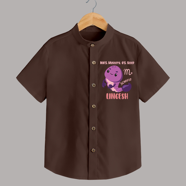 100% Mystery. 0% Sleep Scorpio Shirt | Custom Scorpio Shirt for Your Mysterious Baby - CHOCOLATE BROWN - 0 - 6 Months Old (Chest 23")