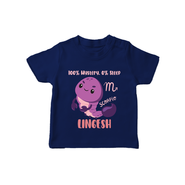 100% Mystery. 0% Sleep Scorpio T-Shirt | Custom Scorpio T-Shirt for Your Mysterious Baby - NAVY BLUE - 0-5 Months Old (Chest 17")