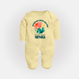 Dreaming Since Day One Pisces Baby Sleepsuit / Full Sleeve Bodysuit | Personalized Pisces Sleepsuit / Full Sleeve Bodysuit for Your Dreamy Baby - PASTEL YELLOW - New Born (Chest 7.5")