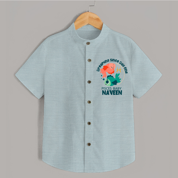 Dreaming Since Day One Pisces Baby Shirt | Personalized Pisces Shirt for Your Dreamy Baby - ARCTIC BLUE - 0 - 6 Months Old (Chest 23")