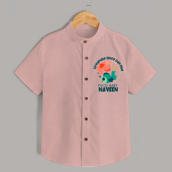 Dreaming Since Day One Pisces Baby Shirt | Personalized Pisces Shirt for Your Dreamy Baby - PEACH - 0 - 6 Months Old (Chest 23")