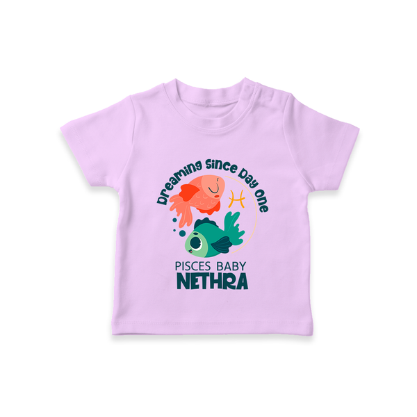 Dreaming Since Day One Pisces Baby T-Shirt | Personalized Pisces T-Shirt for Your Dreamy Baby - LILAC - 0-5 Months Old (Chest 17")
