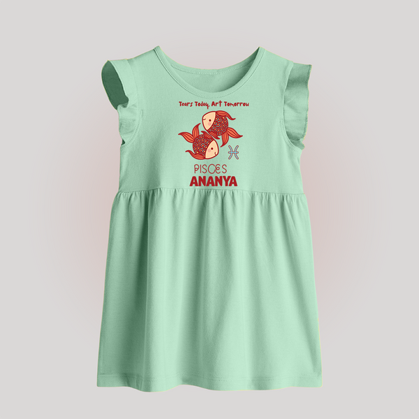 Tears Today, Art Tomorrow Pisces Baby Frock | Custom Pisces Baby Frock for Your Artistic Baby - MINT GREEN - 0 - 3 Months Old (Chest 17")