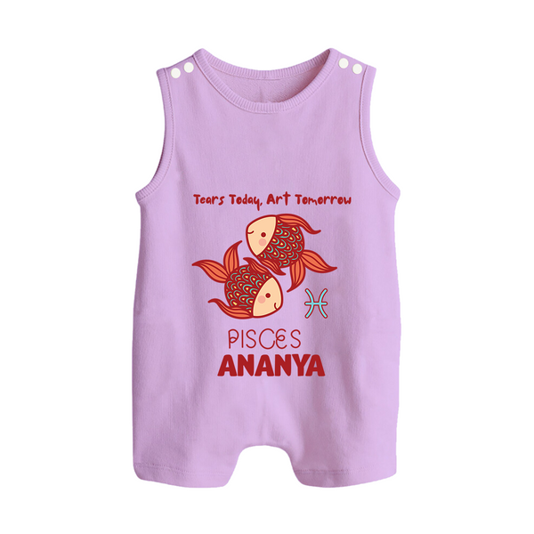 Tears Today, Art Tomorrow Pisces Baby Romper Suit / Sleeveless Romper | Custom Pisces Romper Suit / Sleeveless Romper for Your Artistic Baby - LILAC - 0 - 5 Months Old (Chest 18")