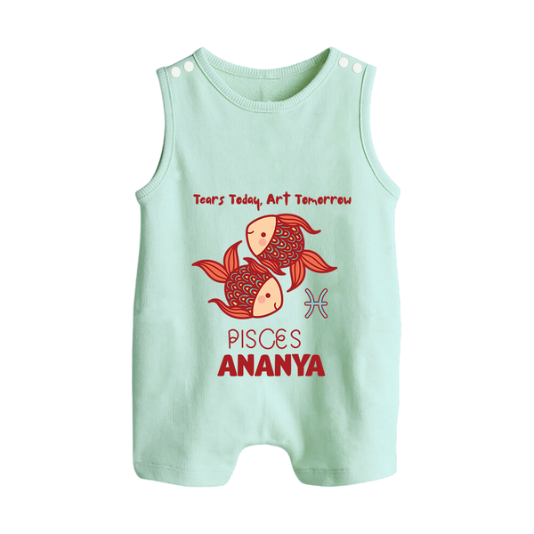 Tears Today, Art Tomorrow Pisces Baby Romper Suit / Sleeveless Romper | Custom Pisces Romper Suit / Sleeveless Romper for Your Artistic Baby - MINT GREEN - 0 - 5 Months Old (Chest 18")