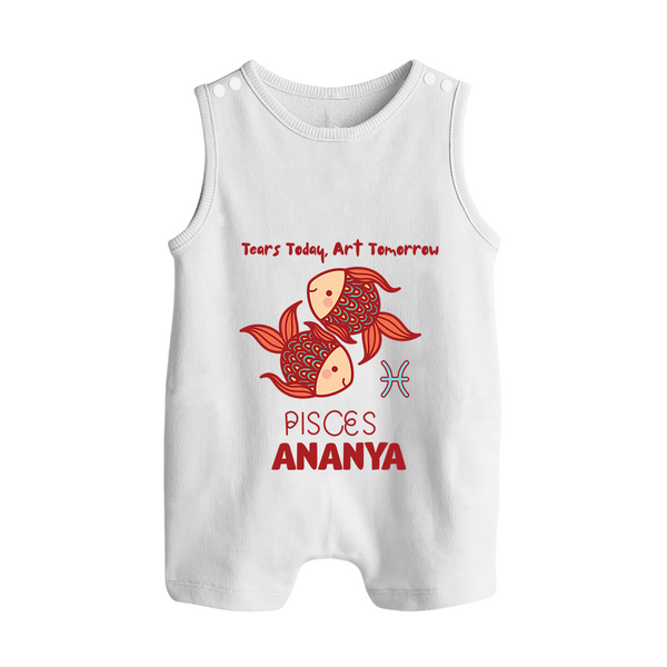 Tears Today, Art Tomorrow Pisces Baby Romper Suit / Sleeveless Romper | Custom Pisces Romper Suit / Sleeveless Romper for Your Artistic Baby - WHITE - 0 - 5 Months Old (Chest 18")