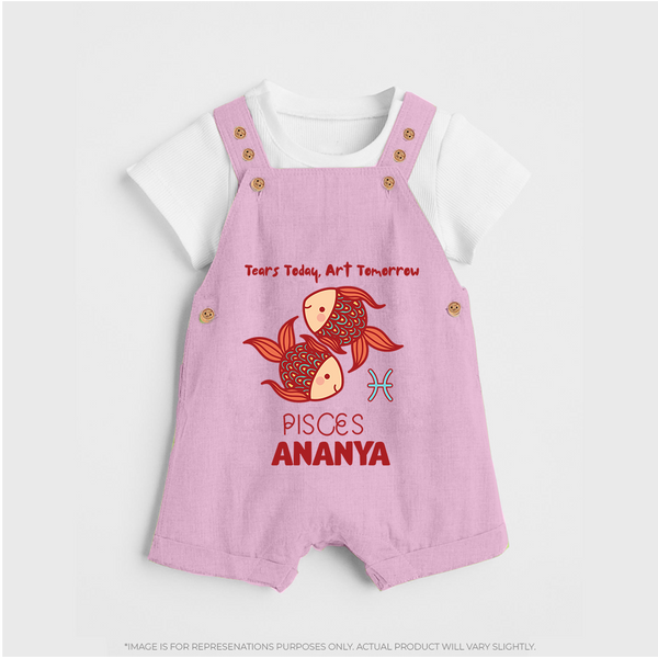 Tears Today, Art Tomorrow Pisces Baby Dungaree Set | Custom Pisces Dungaree Set for Your Artistic Baby - BABY PINK - 0 - 5 Months Old (Chest 18")