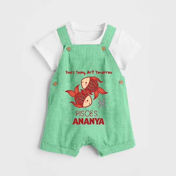Tears Today, Art Tomorrow Pisces Baby Dungaree Set | Custom Pisces Dungaree Set for Your Artistic Baby - GREEN - 0 - 5 Months Old (Chest 18")