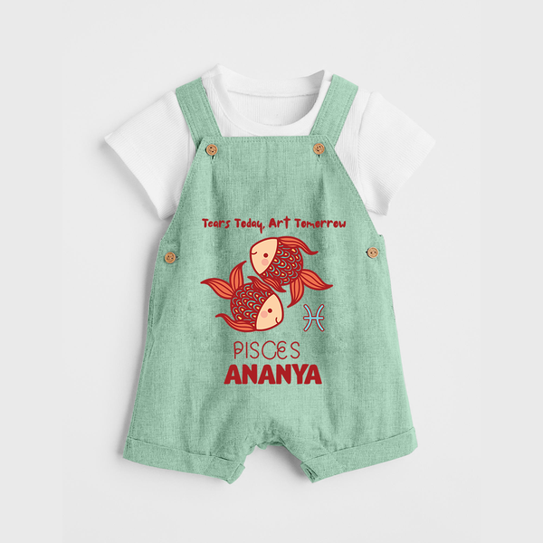 Tears Today, Art Tomorrow Pisces Baby Dungaree Set | Custom Pisces Dungaree Set for Your Artistic Baby - MINT GREEN - 0 - 5 Months Old (Chest 18")