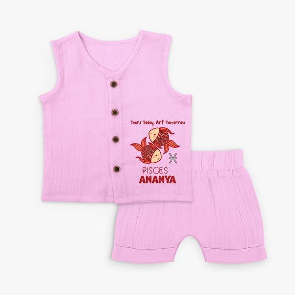 Tears Today, Art Tomorrow Pisces Baby Jabla Set | Custom Pisces Jabla Set for Your Artistic Baby - BABY PINK - 0 - 3 Months Old (Chest 9.8")