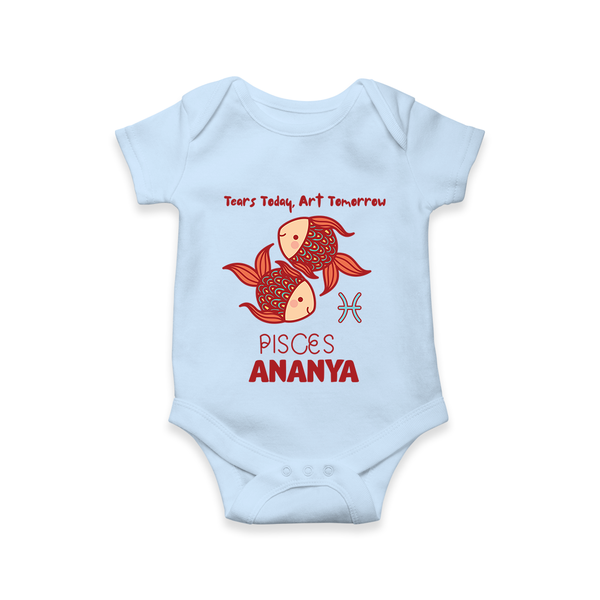 Tears Today, Art Tomorrow Pisces Baby Romper / Onesie | Custom Pisces Romper / Onesie for Your Artistic Baby - BABY BLUE - New Born (Chest 14")