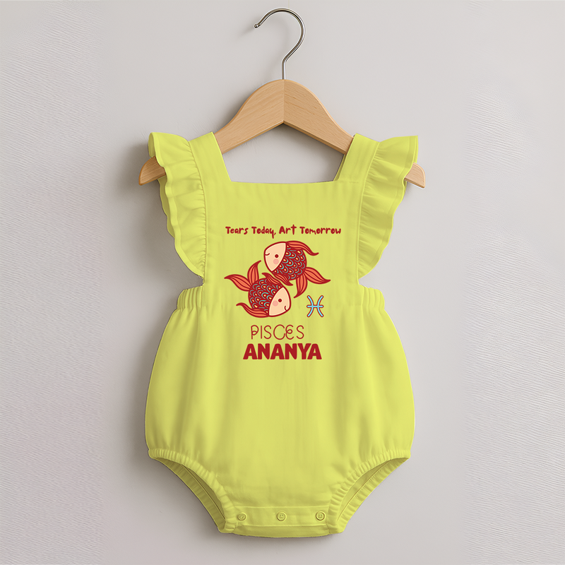Tears Today, Art Tomorrow Pisces Baby Romper Frock | Custom Pisces Romper Frock for Your Artistic Baby - PASTEL YELLOW - 0 - 3 Months Old (Chest 19")