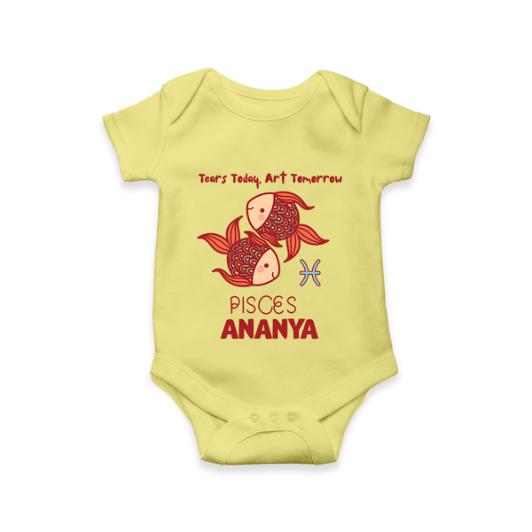 Tears Today, Art Tomorrow Pisces Baby Romper / Onesie | Custom Pisces Romper / Onesie for Your Artistic Baby - PASTEL YELLOW - New Born (Chest 14")