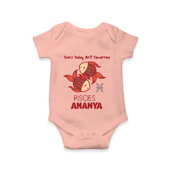 Tears Today, Art Tomorrow Pisces Baby Romper / Onesie | Custom Pisces Romper / Onesie for Your Artistic Baby - PEACH - New Born (Chest 14")