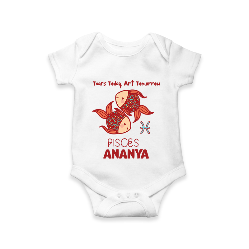 Tears Today, Art Tomorrow Pisces Baby Romper / Onesie | Custom Pisces Romper / Onesie for Your Artistic Baby - WHITE - New Born (Chest 14")