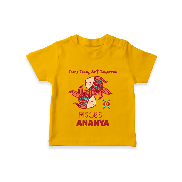 Tears Today, Art Tomorrow Pisces Baby T-Shirt | Custom Pisces T-Shirt for Your Artistic Baby - CHROME YELLOW - 0-5 Months Old (Chest 17")
