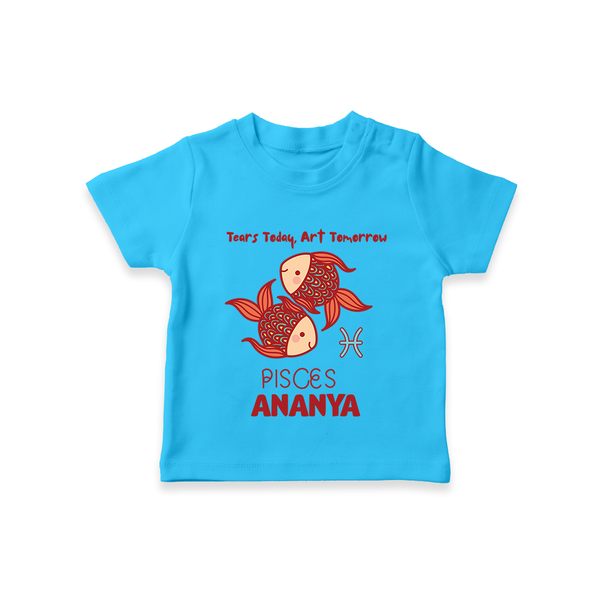 Tears Today, Art Tomorrow Pisces Baby T-Shirt | Custom Pisces T-Shirt for Your Artistic Baby - SKY BLUE - 0-5 Months Old (Chest 17")