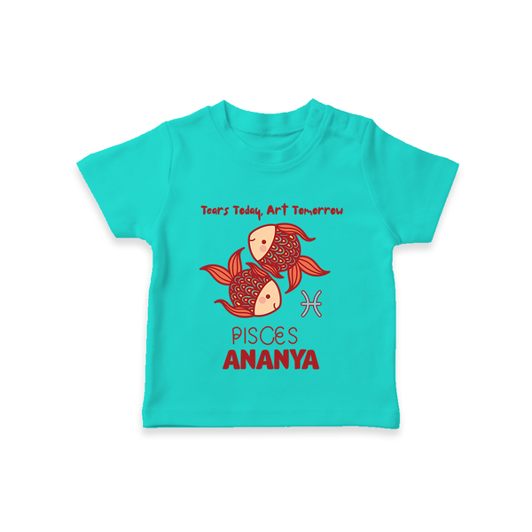 Tears Today, Art Tomorrow Pisces Baby T-Shirt | Custom Pisces T-Shirt for Your Artistic Baby - TEAL - 0-5 Months Old (Chest 17")