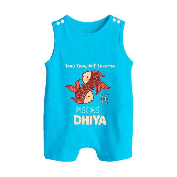 Tears Today, Art Tomorrow Pisces Baby Romper Suit / Sleeveless Romper | Custom Pisces Romper Suit / Sleeveless Romper for Your Artistic Baby - SKY BLUE - 0 - 5 Months Old (Chest 18")