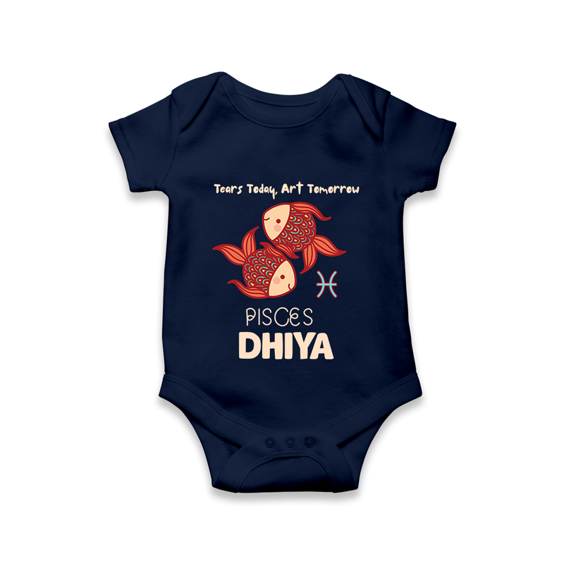 Tears Today, Art Tomorrow Pisces Baby Romper / Onesie | Custom Pisces Romper / Onesie for Your Artistic Baby - NAVY BLUE - New Born (Chest 14")