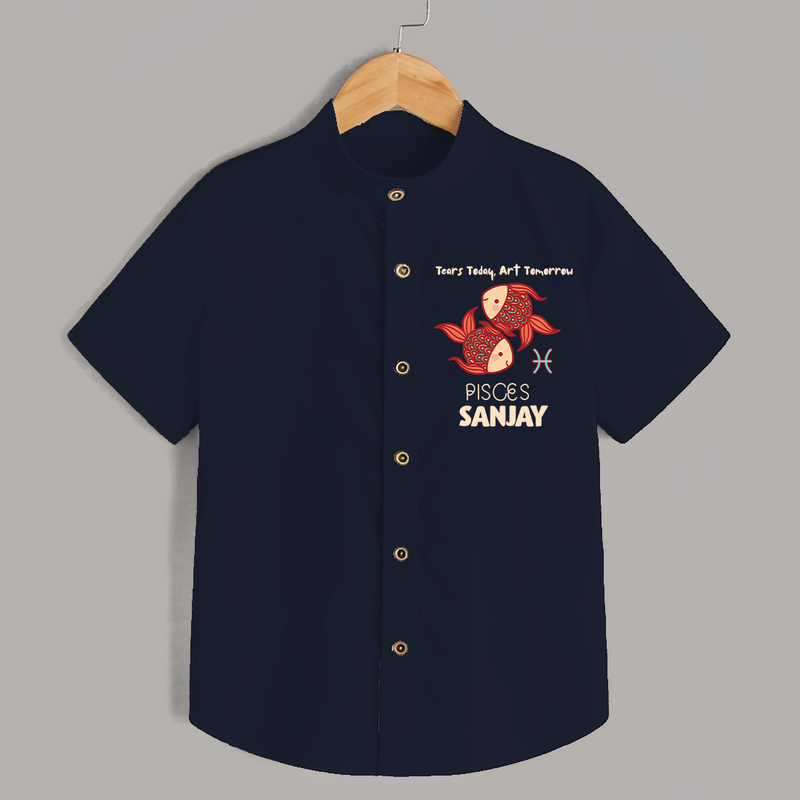 Tears Today, Art Tomorrow Pisces Baby Shirt | Custom Pisces Shirt for Your Artistic Baby - NAVY BLUE - 0 - 6 Months Old (Chest 23")