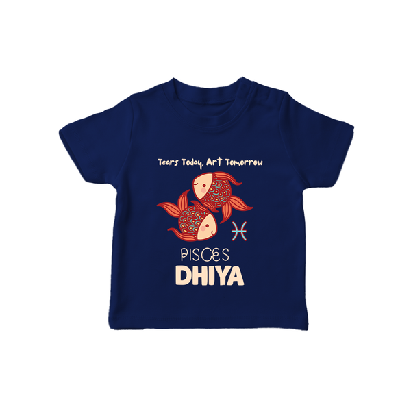 Tears Today, Art Tomorrow Pisces Baby T-Shirt | Custom Pisces T-Shirt for Your Artistic Baby - NAVY BLUE - 0-5 Months Old (Chest 17")