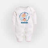 Little Fish In A Big Pond Pisces Baby Sleepsuit / Full Sleeve Bodysuit | Personalized Pisces Sleepsuit / Full Sleeve Bodysuit for Your Little Explorer - WHITE - New Born (Chest 7.5")