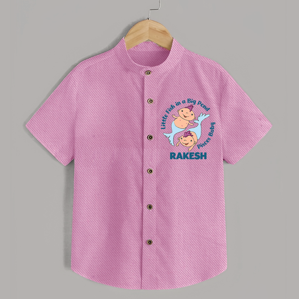 Little Fish In A Big Pond Pisces Baby Shirt | Personalized Pisces Shirt for Your Little Explorer - BABY PINK - 0 - 6 Months Old (Chest 23")